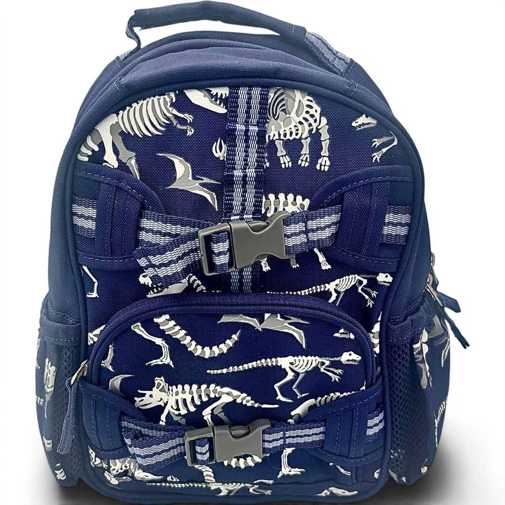 Pottery Barn Kids SMALL Mackenzie GLOW DARK Dino Dinosaur Backpack Navy Blue PBK